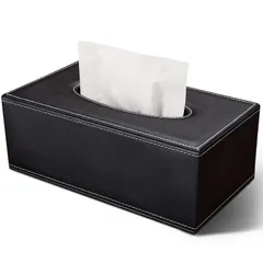 Richblue ティッシュケース おしゃれ ティッシュボックス ティッシュカバー 高級 PUレザー ティッシュ 箱 内寸約W23.5×D12×H8㎝ ペーパータオルケース ティッシュホルダー 家/オフィス/車用/ホテル ファッション インテリア(黒色)