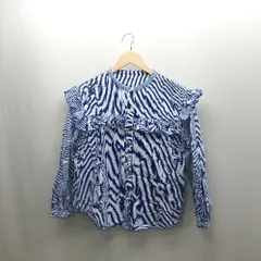 ◇ Θ titivate ティティベイト ストライプ柄 フリル 長袖 シャツ ブラウス サイズS ブルー系 レディース E  【1502060047012】