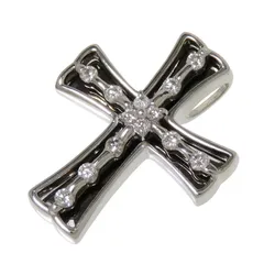 ペンダントトップ クロス/十字架 K18WG ダイヤモンド