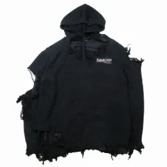 美品 バレンシアガ デストロイド パーカー フーディ プルオーバーパーカー BALENCIAGA - BALENCIAGA デストロイフーディー 21ssの通販 by 3