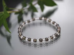 スモーキークォーツAAA 6mm ボタンカット水晶(平珠水晶)AAA 3×6mmブレスレット/天然石