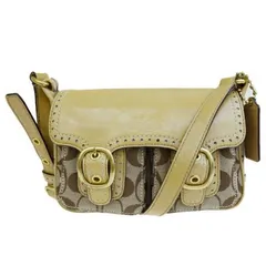 【中古】 コーチ COACH シグネチャー ポシェット ショルダーバッグ ベージュ キャンバス レザー F12502 08JA181