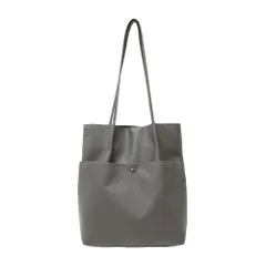 ☆ チャコールグレー ☆ 合皮シンプルタックトート トートバッグ レディース トートバック 肩掛け トート バッグ バック かばん カバン 鞄 フェイクレザー 合皮 大容量 A4 マチあり 収納 ポケット 大きめ 縦型 オープンポケット 通勤 オフィス