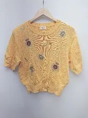 ◇ other Eljeune コットン100% 刺繍 肩パット 半袖 ニット セーター サイズ B78～87 T152～160 イエロー レディース P 【1304100017036】のサムネイル