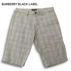 BURBERRY BLACK LABEL バーバリー ブラックレーベル ホース刺繍★ ストレッチ チェック ショート パンツ Sz.76 メンズ