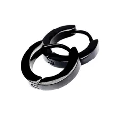 フープピアス メンズ レディース シンプル ブラックステンレス ユニセックスやペアアクセにも ブラックサージカルステンレス メール便 送料無料 金属アレルギー対応 プレゼント 春夏秋冬 大人気