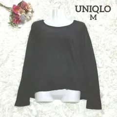 M 極美品✨ UNIQLO ユニクロ 長袖カットソー ブラック 薄手 春夏 インナー サイズM チャコールグレーの落ち着きが、デニムやワイドパンツにも自然と溶け込む上品カジュアル·͜·ᰔᩚ S572 a56