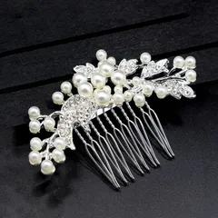 髪飾り ホワイト パール シルバー コーム 留袖 かんざし 上品 結婚式