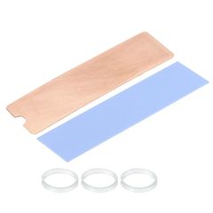 【在庫セール】M.2 SSD用 ゴム輪付き 75x22x0.5mm サーマルパッド付き 銅製ヒートシンク 2セット uxcell