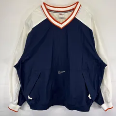 古着 90's/90年代 ナイキ NIKE ナイロンジャケット ナイロンプルオーバージャケット ピステ 大きいサイズ ワンポイントロゴ ツートン XXL  ネイビー メンズ
