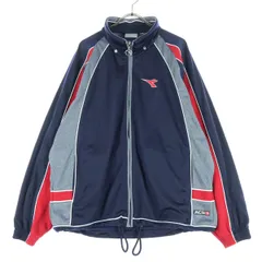 Diadora ディアドラ ロゴ刺繍 トラックジャケット M ネイビー メンズ 古着