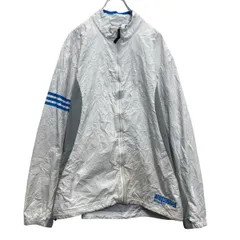 adidas ジャケット アディダス L ホワイト スポーツウェア バックプリント 古着卸 アメリカ仕入 a703-6665