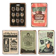 Lezalic ブリキ 看板 カフェ フード アメリカン プレート レトロ 雑貨 ヴィンテージ風 インテリア 壁飾り アンティーク (coffee shop 2) [coffee shop 2]