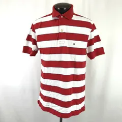 TOMMY HILFIGER/トミーヒルフィガー★半袖ポロシャツ【メンズS/ボーダー柄/赤×白/red×white】Tops/Shirts◆TBH985
