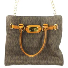 マイケルコース MICHAEL KORS 2wayバッグ ショルダーバッグ ハンドバッグ PVC レザー 革 ロゴ MK柄 総柄 茶 ブラウン /CK18 ■GY12