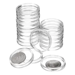 新品 uxcell 20個 32mm コインホルダー コイン収納 カプセル 軽量 コンパクト コインケース 小銭入れ 貨幣専用ケース 透明 プラスチック クリアケース 貨幣収納 保管