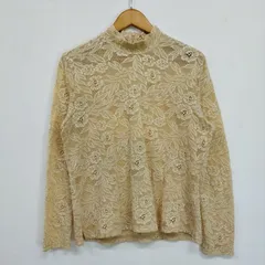 atelier eiko アトリエエイコ 総レース フラワー シアー シースルー ハイネック カットソー ブラウス トップス 古着 VINTAGE レディース LF64