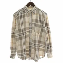 グリーンレーベルリラクシング ユナイテッドアローズ green label relaxing ボタンダウンシャツ チェック 長袖 S べージュ /XK