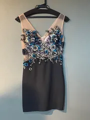 【大幅値下げ👗】ドレス　パーティ　結婚式　披露宴　ミニドレス　フラワー　刺繍　ミニドレス　キャバ