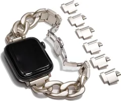 Royce&Roland Apple watch チェーンバンド バタフライバックル おしゃれ アップルウォッチ 時計 ステンレス/シルバー レディース メンズ ギフト プレゼント(スターライト,  44mm 45mm 46mm 49mm)