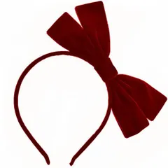 ベロアリボンカチューシャ リボン lolita 髪飾り 可愛い ol ヘアアクセサリー 手作り ヘアバンド 1枚 (ワインレッド)