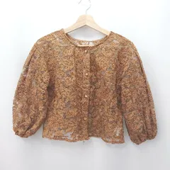 ◇ ⊂ ehka sopo エヘカソポ 花柄刺繍 五分袖 ボレロ サイズF ブラウン系 レディース E  【1506190003634】