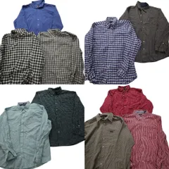 古着卸 まとめ売り チャップス 長袖シャツ 10枚セット (メンズ XL ) 無地 ストライプ ワンポイント 中古 古着 MY4419