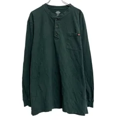 Dickies 長袖 無地Tシャツ 2XL グリーン ディッキーズ ハーフボタン ビッグサイズ ロンT ロングTシャツ 古着卸 アメリカ仕入 a703-5890
