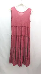 ◇ merry jenny ギャザー ティアード ボリューム ガーリー ポケット ロング丈 ワンピース サイズFREE レッド レディース E 【1309040084209】