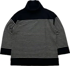 GIVENCHY ☆ ジバンシー ボーダー タートルネック ウール ニット セーター 長袖 ブラック レディース L 秋冬 モード 大人カジュアル■S4066のサムネイル