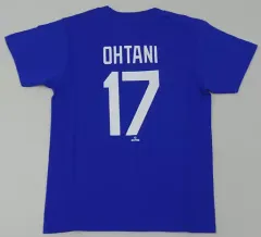 【中古】Tシャツ 大谷翔平#17(ロサンゼルス・ドジャース) Fanatics ネーム＆ナンバー Tシャツ ブルー Lサイズ