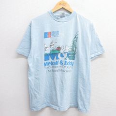 L/古着 ヘインズ 半袖 ビンテージ Tシャツ メンズ 90s M&E コットン クルーネック 薄紺 ネイビー 25may21 中古