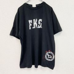 古着 used　半袖プリントTシャツ　F.K.S.　クルーネック　レトロデザイン　黒　ブラック　2XLサイズ