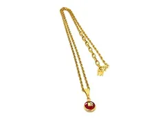 ■美品■ NINA RICCI ニナリッチ カラーストーン ネックレス ペンダント アクセサリー レディース ゴールド系×レッド系 DJ7466