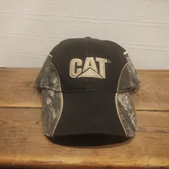 ■ 90〜00s ■ CAT キャタピラー 迷彩柄 ブランドロゴ刺繍 バイカラーキャップ ■ NNN1360
