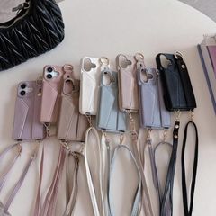 iPhoneケース ショルダーストラップ付 ベルト＆カードポケット付 可愛いスマホケースケース iPhone16ケース ファッション iPhone15proケース iPhone14ケース iPhone13ケース iPhone12ケース 多機種対応 8色選択