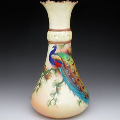 Locke&Co.ウースター 孔雀絵 花瓶 20cm アンティーク 1895年