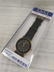 [シチズン Q&Q] 腕時計 アナログ 防水 革ベルト QA36-102 メンズ ブラック　W-006