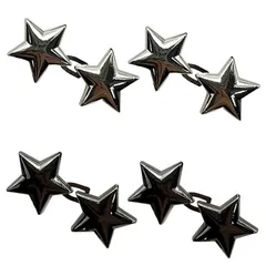 [all de blue]ウエスト調整 クリップ 4セット 調整ボタン 取り外し可能 デニム ウエスト縮める 縫製不要 サイズ直し 星型 2色入り(シルバー・ガンメタ) [シルバー・ガンメタ]