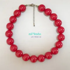 レトロ 大玉ネックレス 20mm 　②レッド