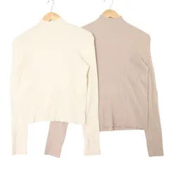 2枚セット♪ AS KNOW AS plus アズノゥアズ プラス 秋冬 リブ ニット★ ハイネック プルオーバー セーター Sz.F レディース