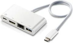 126 エレコム Type-C ドッキングステーション Cハブ PD対応 [充電用Type-C×1/USB(3.0)×1/HDMI×1/LANポート] 30cmケーブル ホワイト DST-C09WH