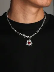 ジュエリー メンズ ネックレス ゴシックスタイル ハートペンダントネックレス、パンクロック 棘ワイヤーチェーンネックレス メンズ レディース用