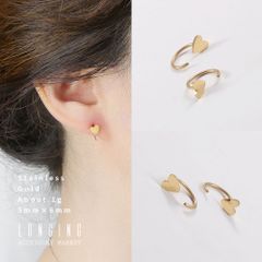 ピアス フックピアス サージカルステンレス ステンレス レディース ゴールド ハート シンプル 小ぶり 小さい 金属アレルギー対応 stainless ステンレス製