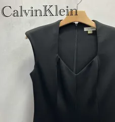 美品 CalvinKlein カルバンクライン ノースリーブ ワンピース CDUGW2161 ブラック 2 レディース タグ付き