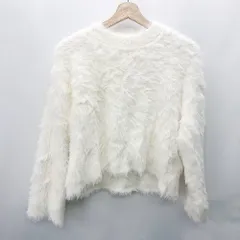 ◇ ⊇ palm RICHE ハイネック 長袖 ファーショートニット サイズM ホワイト レディース E  【1409100015492】