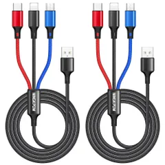 【迅速発送】NINGKPOW 3in1 充電ケーブル【2M 2本セット】USB ケーブ充電コード 3イン1 充電コード USB Type Cケーブル Micro コードUSB Phone 充電コード 3台同時給電可能 Android タイプC Phone 13