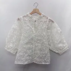 ◇ ⊂ PAGEBOY ページボーイ 花柄レース 長袖 ブラウス サイズF ホワイト レディース E  【1412260031936】