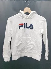 ◇ FILA フィラ キッズ ジュニア ロゴ刺繍 長袖 プルオーバーパーカー サイズ140 ホワイト 女の子 男の子 P  【1407260033103】