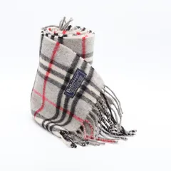 美品 バーバリー カシミア100％ チェック×グレー メンズ/レディースマフラー 2000000 NSK INU